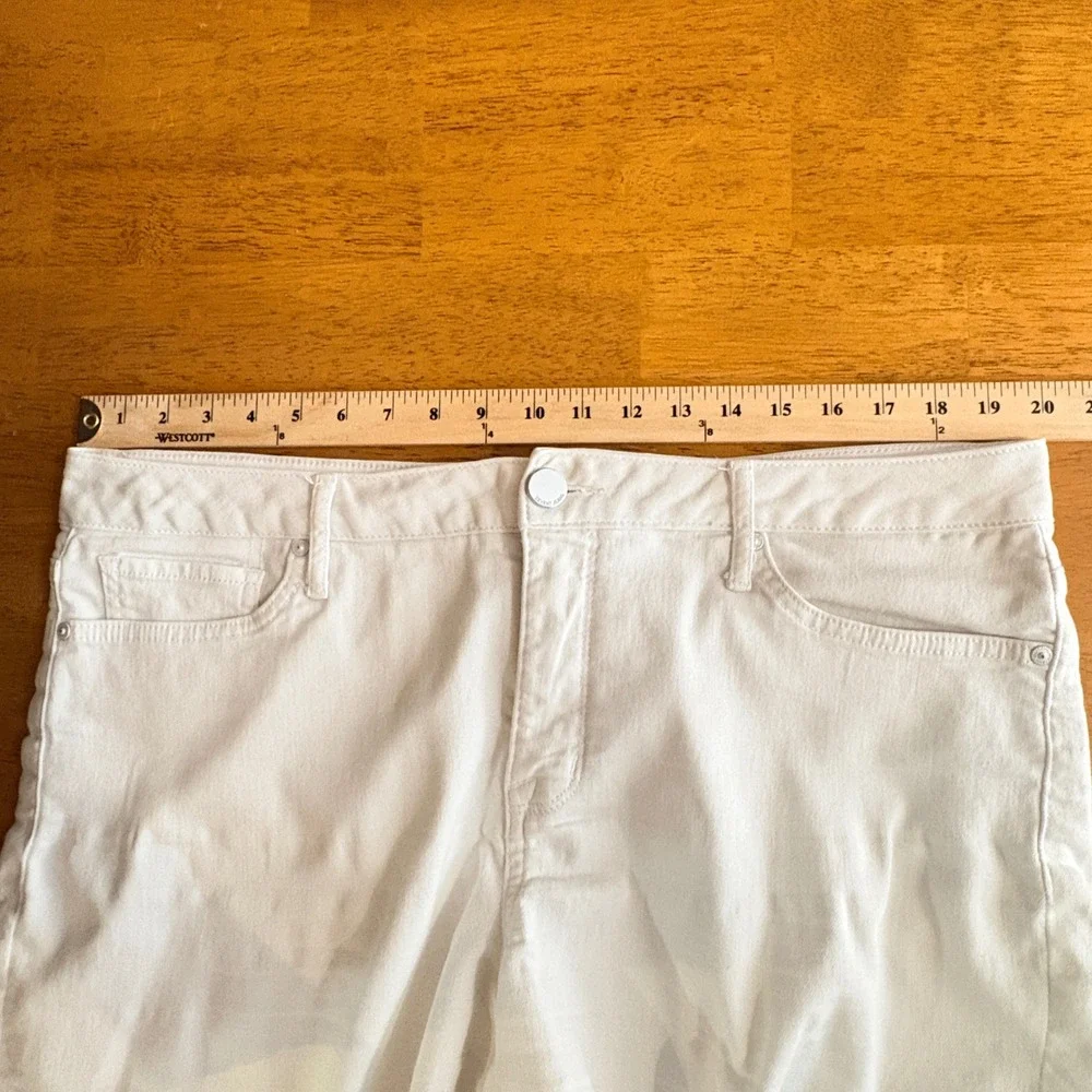 Seven7 Womens 16 Denim Shorts White Raw Hem Frayed Stretch Cutoff Mid Rise